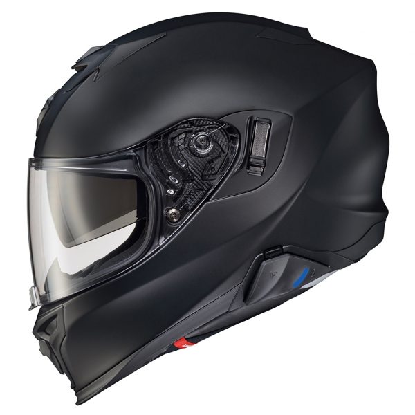 Scorpion Exo Full-Face Matte Black Touring Helmet in side view